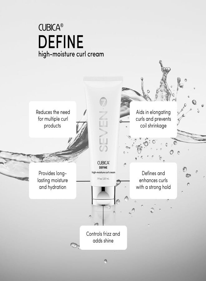 SEVEN Haircare CUBICA DEFINE High Moisture Curl Cream, Anti-Frizz Curl Defining Cream for Curly Hair, Moisturizing Hair Curling Cream for Enhancing Curls, Shea Butter + Argan Oil, Made in USA, 7oz - Image 4